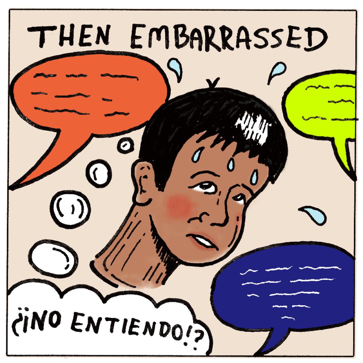 Then embarrassed. "No entiendo"