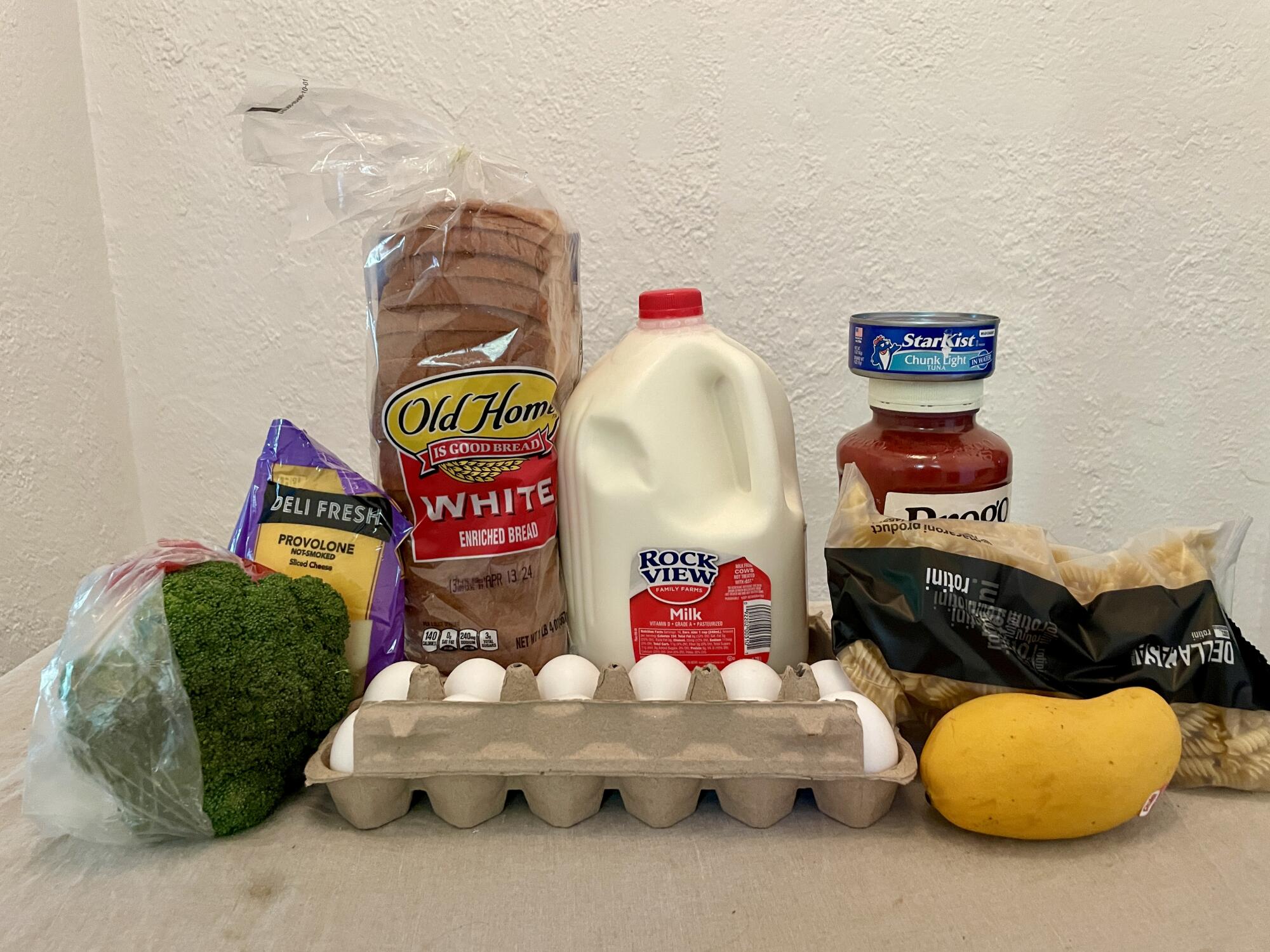 A selection of food purchased at Grocery Outlet