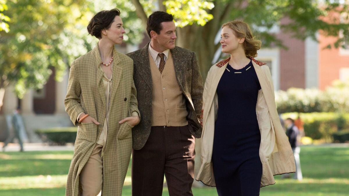 Rebecca Hall, left, portrays Elizabeth Marston, Luke Evans is Dr. William Marston and Bella Heathcote is Olive Byrne in "Professor Marston and the Wonder Women."