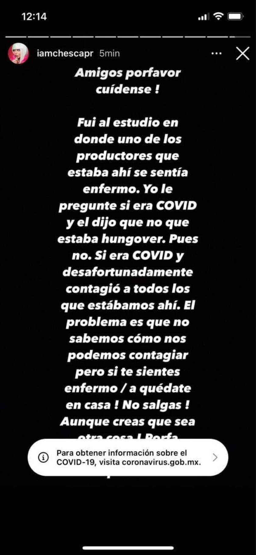 Así reacciona Chesca tras dar positivo a coronavirus.