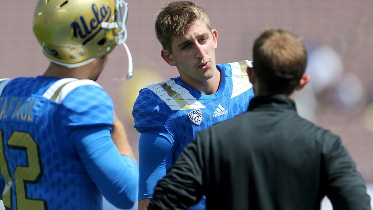 UCLA quarterback Josh Rosen gets ready to warm up before the season opener against Virginia.