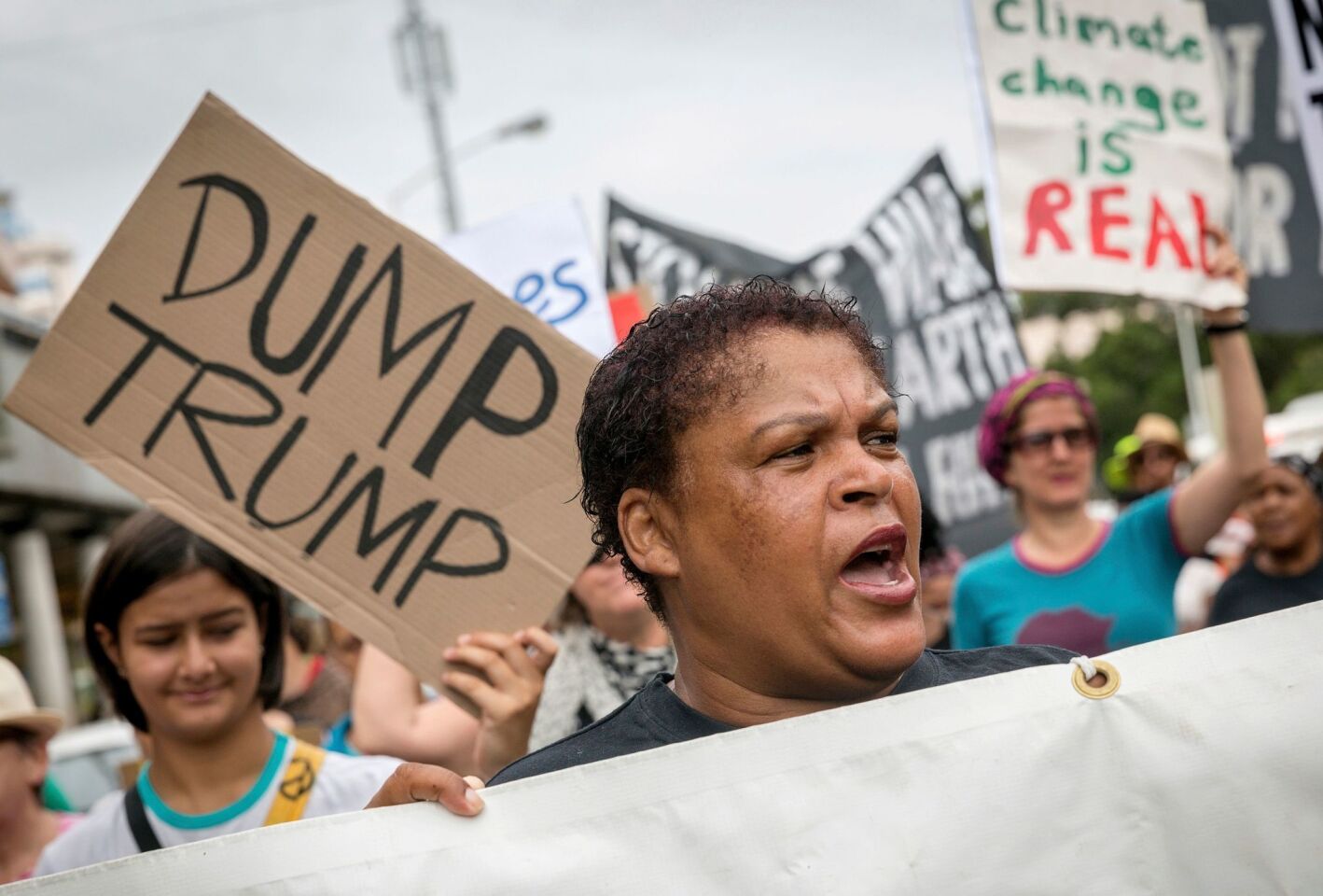 Marchers in Durban, South Africa, vent their wrath at Donald Trump, the new U.S. president.