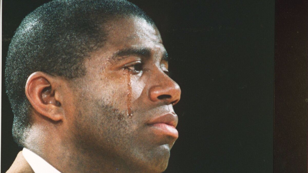 Magic Johnson stunned the nation Nov. 7, 1991, with an announcement that he tested HIV-positive and would be retiring from the NBA after 12 seasons.