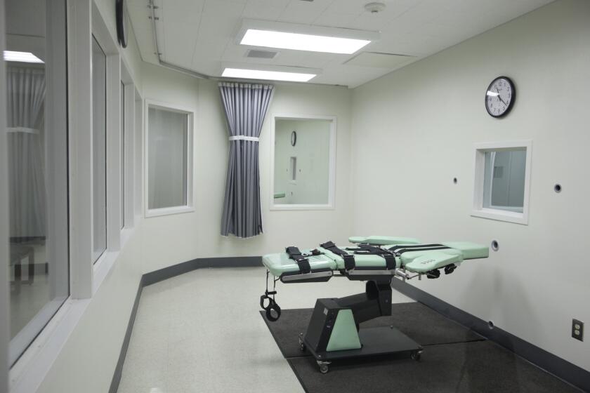 The death chamber of the lethal injection facility at San Quentin State Prison in San Quentin, Calif.