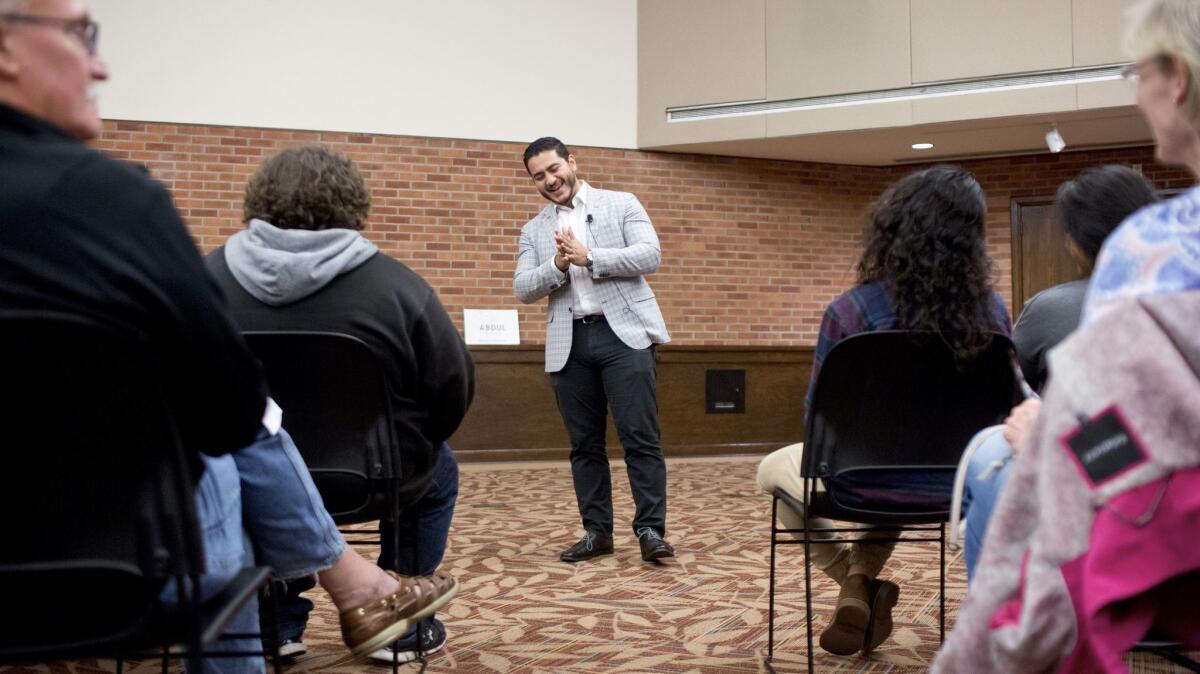 El-Sayed speaks at a town hall style event at Hope College.