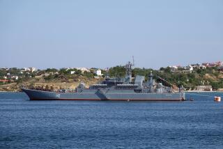 27 July 2019, Russia, Sewastopol: The Russian warship "Novocherkassk" of the Russian Black Sea Fleet is located in front of the port city Sevastopol. The landing ship belongs to project 775, a class of ships developed in the 1960s and built in 1974 in the Polish town of Gdansk . From 1975 they were taken into the service of the Soviet Navy. Photo: Ulf Mauder/dpa (Photo by Ulf Mauder/picture alliance via Getty Images)