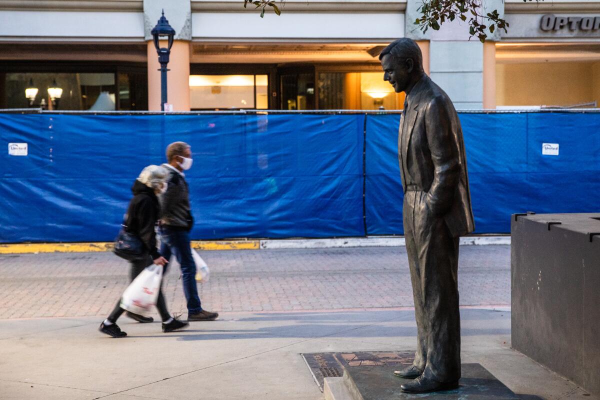 A statue of former Gov. Pete Wilson 