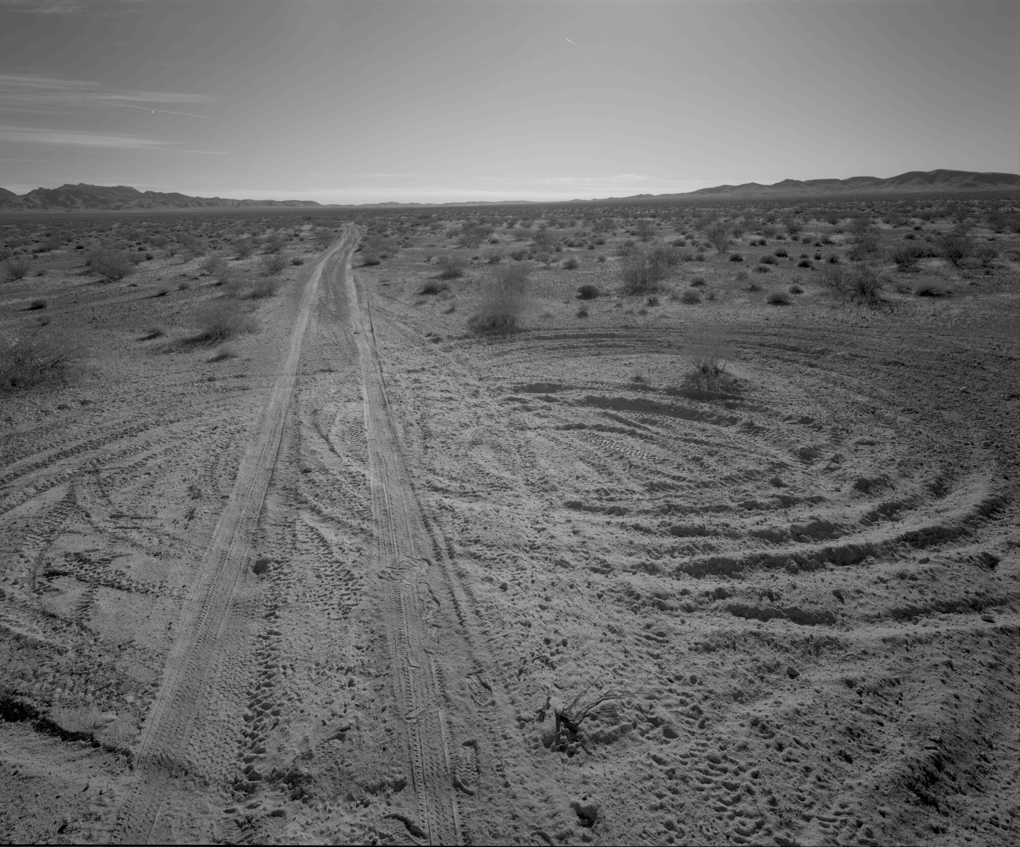 A black-and-white image taken with an old-fashioned camera before construction began on the Gemini solar project.