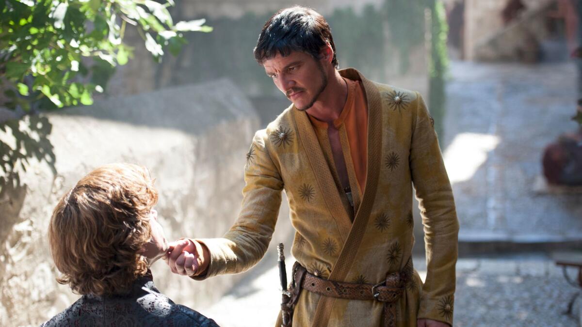 Pedro Pascal, right, with Peter Dinklage on "Game of Thrones." (Macall B. Polay / HBO)