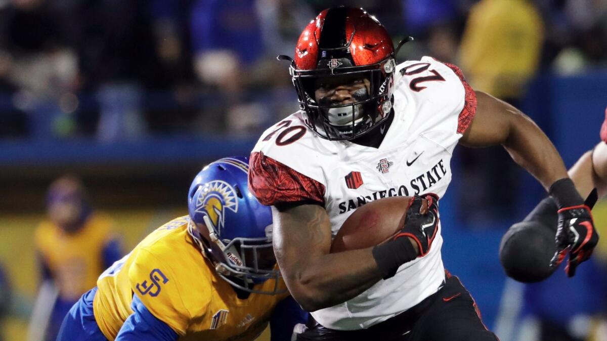 San Diego State running back Rashaad Penny rushes against San Jose State on Nov. 4.