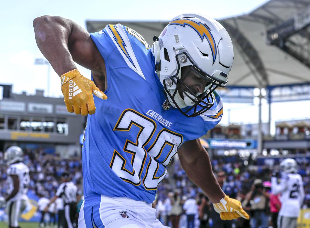 Chargers running back Austin Ekeler rushed for 173 yards in a win last week over the Cleveland Browns.