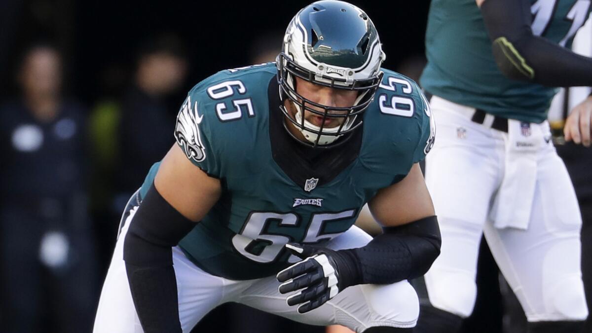 Eagles right tackle Lane Johnson (65) tested positive for a banned performance-enhancing substance.