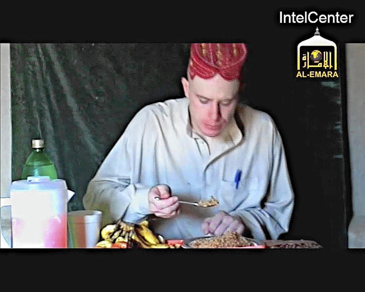 An image from a Taliban video shows U.S. Army Sgt. Bowe Bergdahl while in captivity in Afghanistan in December 2009.