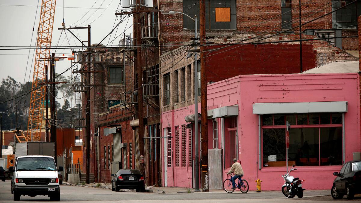 One of the New York galleries that has landed in Boyle Heights: Venus Over Los Angeles, in the pink building.