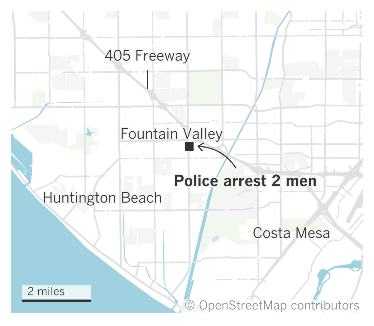 Fountain Valley police arrested two men.