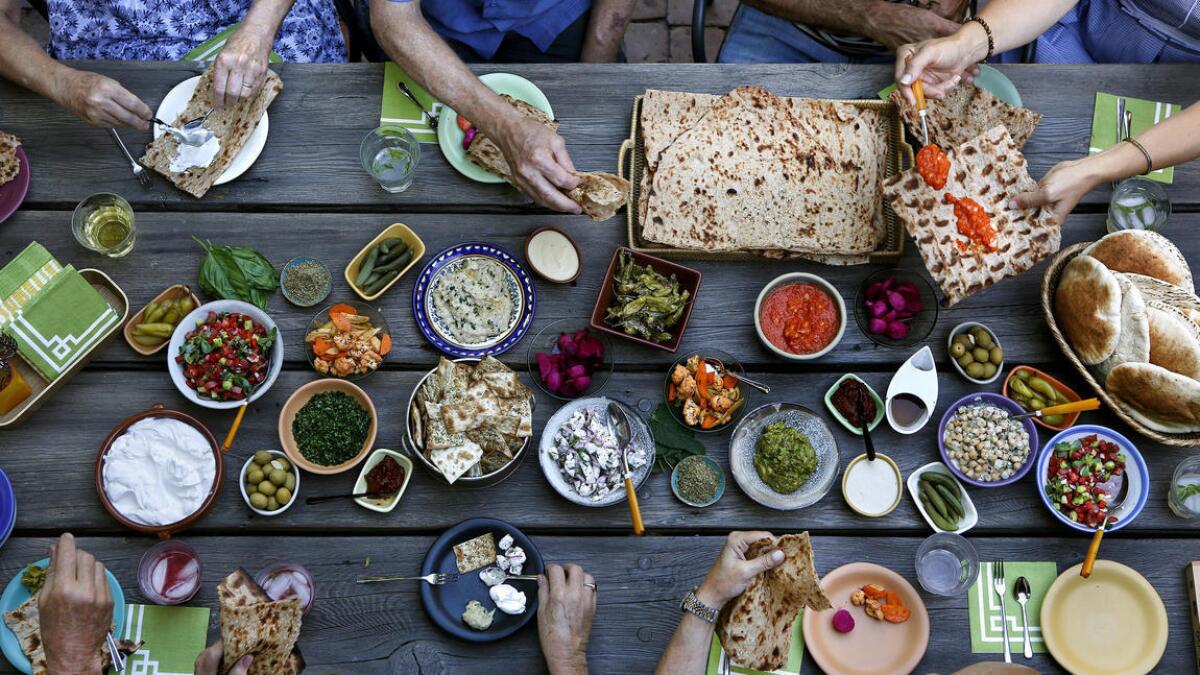 Summer mezze party at Amelia Saltsman's home.