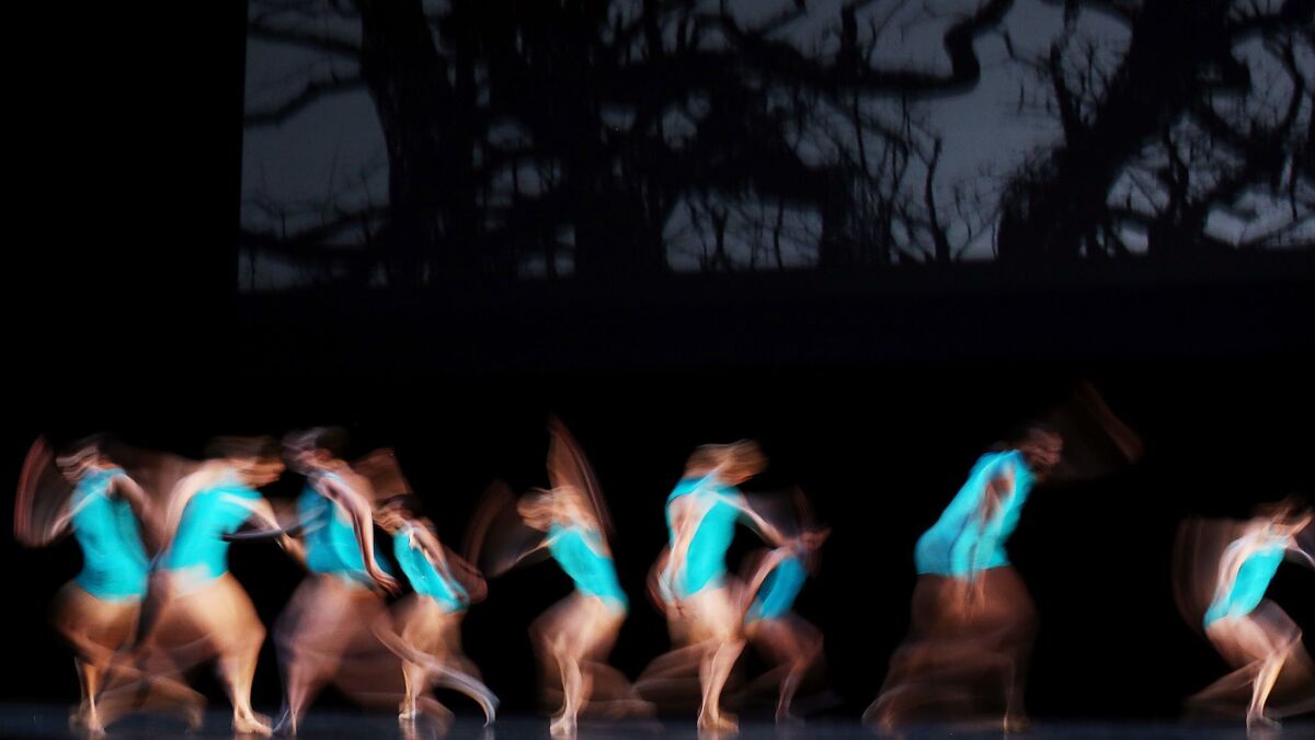 Dancers rehearse choregraphy by Raiford Rogers at the Luckman Theatre at Cal State Los Angeles.