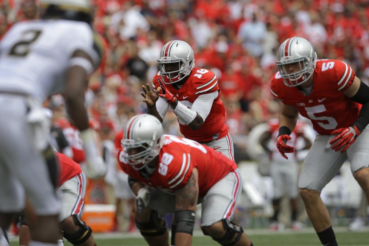 Ohio State was forced to start J.T. Barrett at quarterback after Braxton Miller suffered a season-ending shoulder injury before the start of the season.