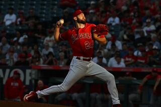 Angels' Lucas Giolito pitches during a game against the Cincinnati Reds at Angel Stadium.