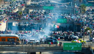 Thousands of protesters gathered downtown to demonstrate for immigration rights.