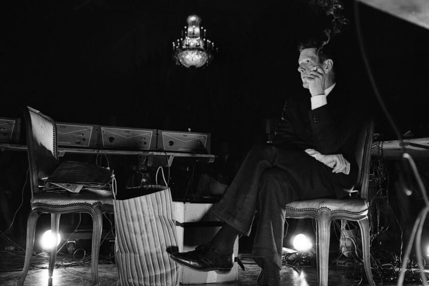 Composer John Cage during his concert held at the opening of the National Arts Foundation in Washington in 1966.