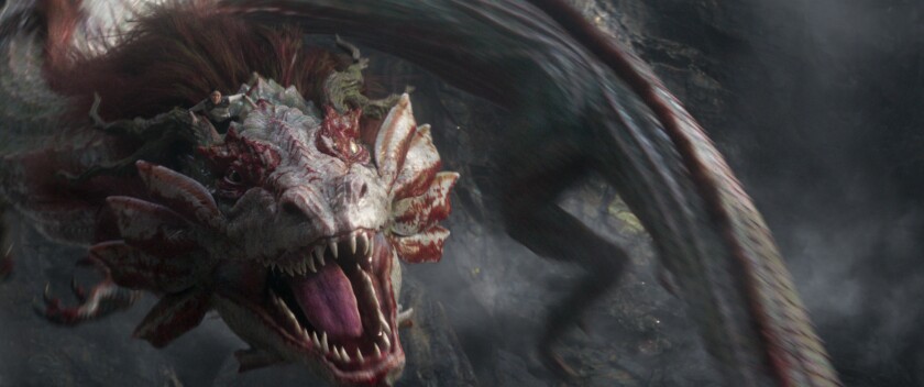 a warrior riding a large dragon