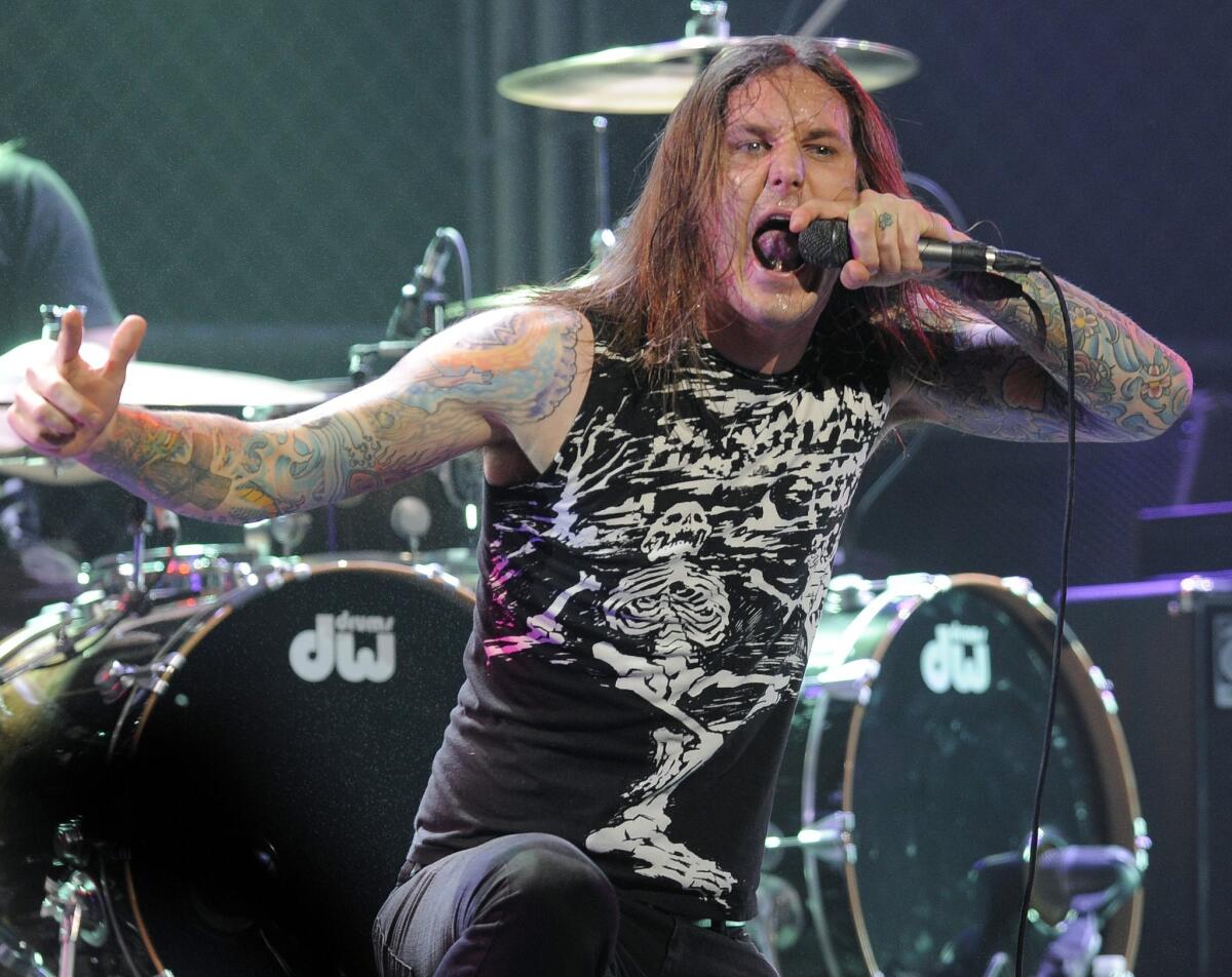 Tim Lambesis of As I Lay Dying performs at the second annual Revolver Golden Gods Awards in Los Angeles in 2010. He was sentenced Friday to six years in prison for trying to hire a hit man to kill his estranged wife.