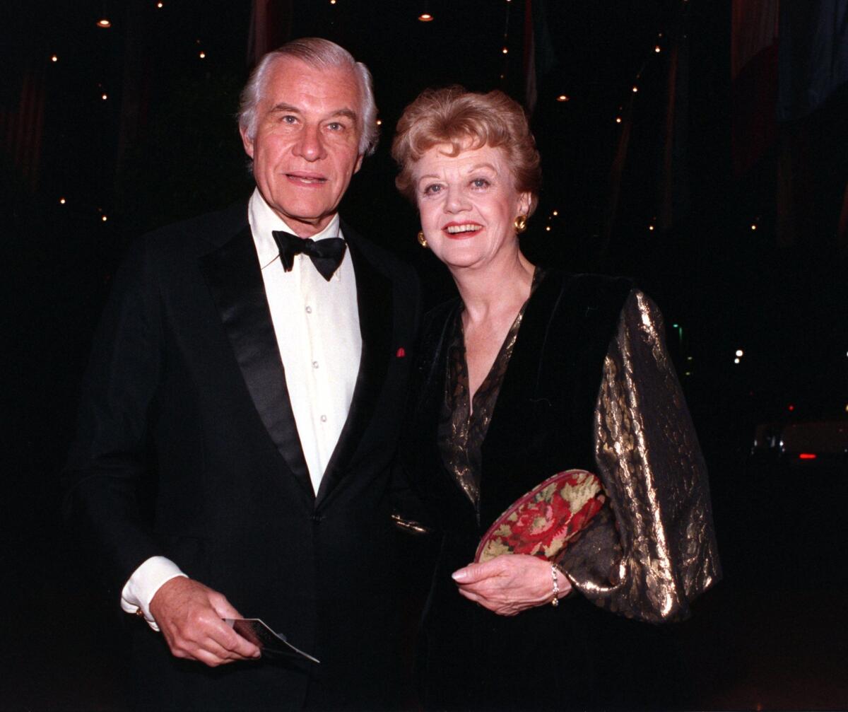 Angela Lansbury with husband Peter Shaw at a gala in 1991.