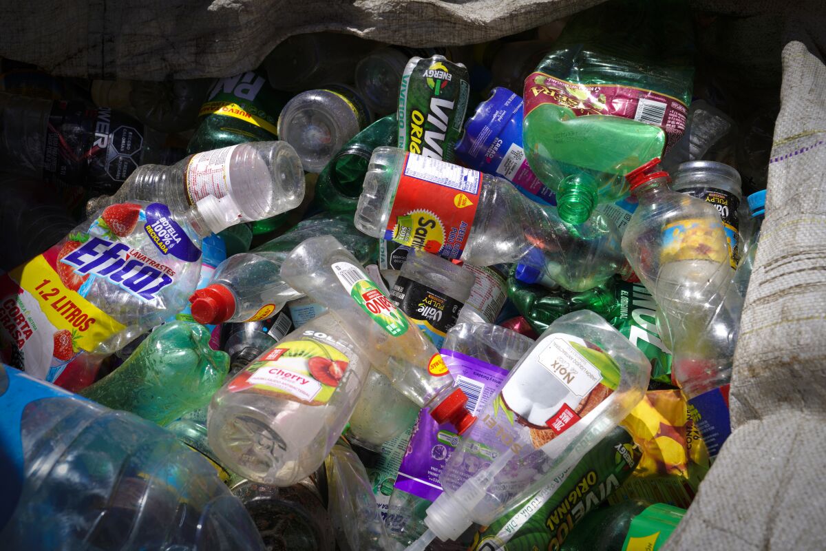 Single-use plastic beverage bottles, a top source of litter on San Diego County beaches.