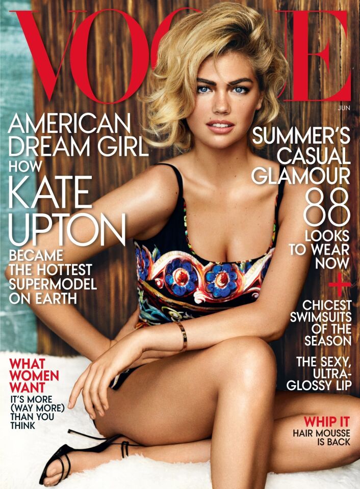 Model Kate Upton lands the July 2013 cover of American Vogue.