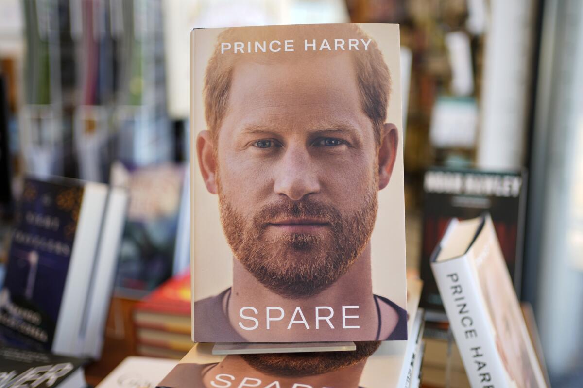 'Spare,' the new memoir by Britain's Prince Harry, on display