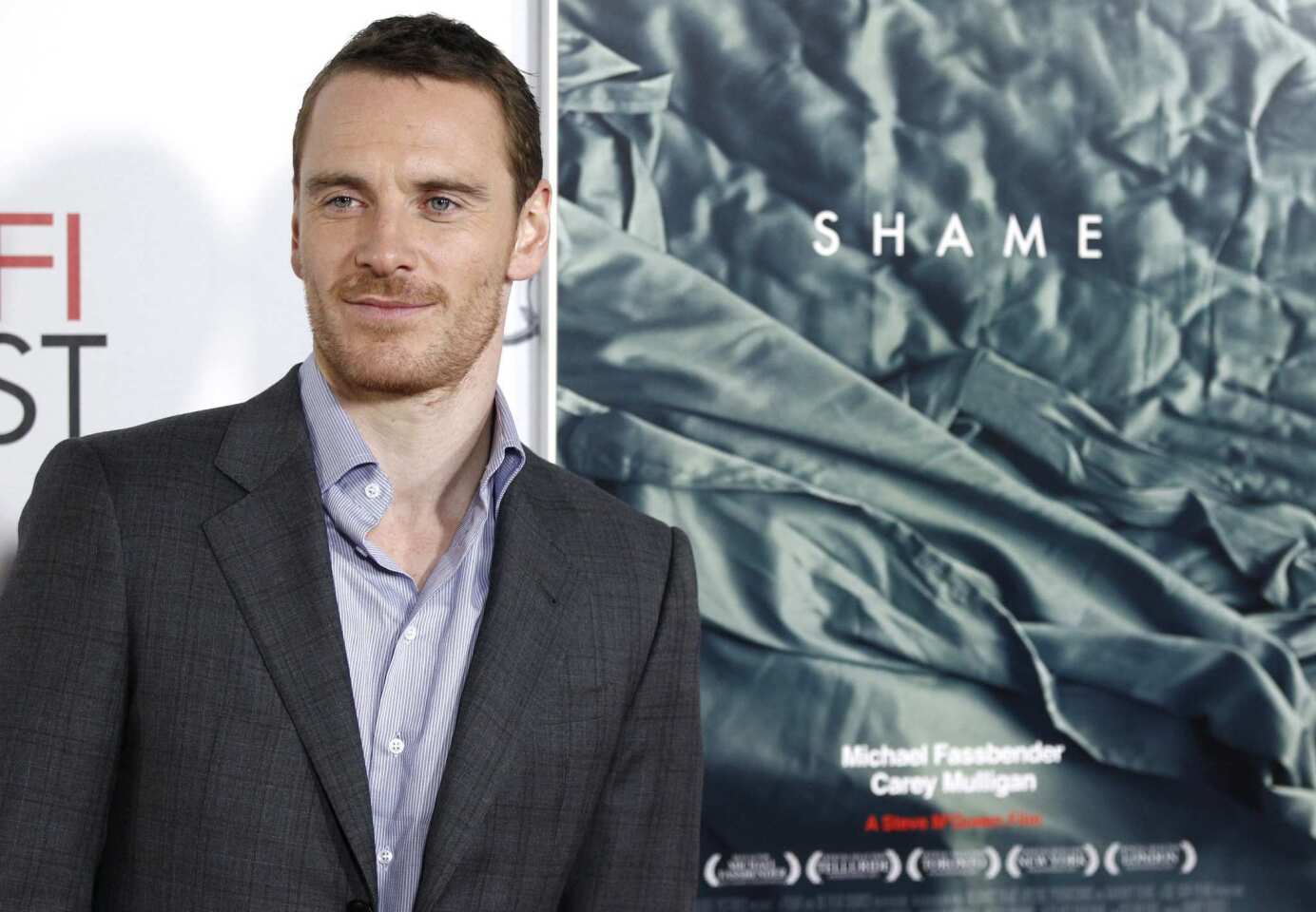 Michael Fassbender attends the showing of "Shame" on Wednesday night at the AFI Festival. The British star plays Brandon, a New York yuppie with a sex addiction. When his younger sister moves in with him, his life is thrown off course.