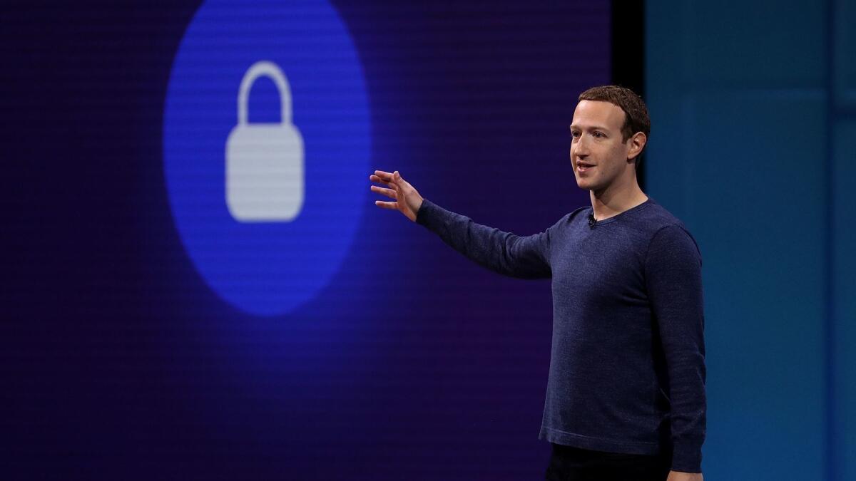 Facebook CEO Mark Zuckerberg speaks during the F8 Facebook Developers conference in May 2018 in San Jose. The company has proposed creating its own digital currency.