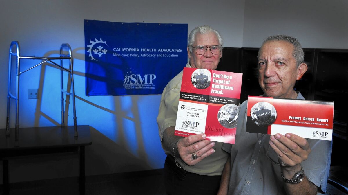 Doug Shaw, left, Southern California liaison, and Gary Molina of the Senior Medicare Patrol.