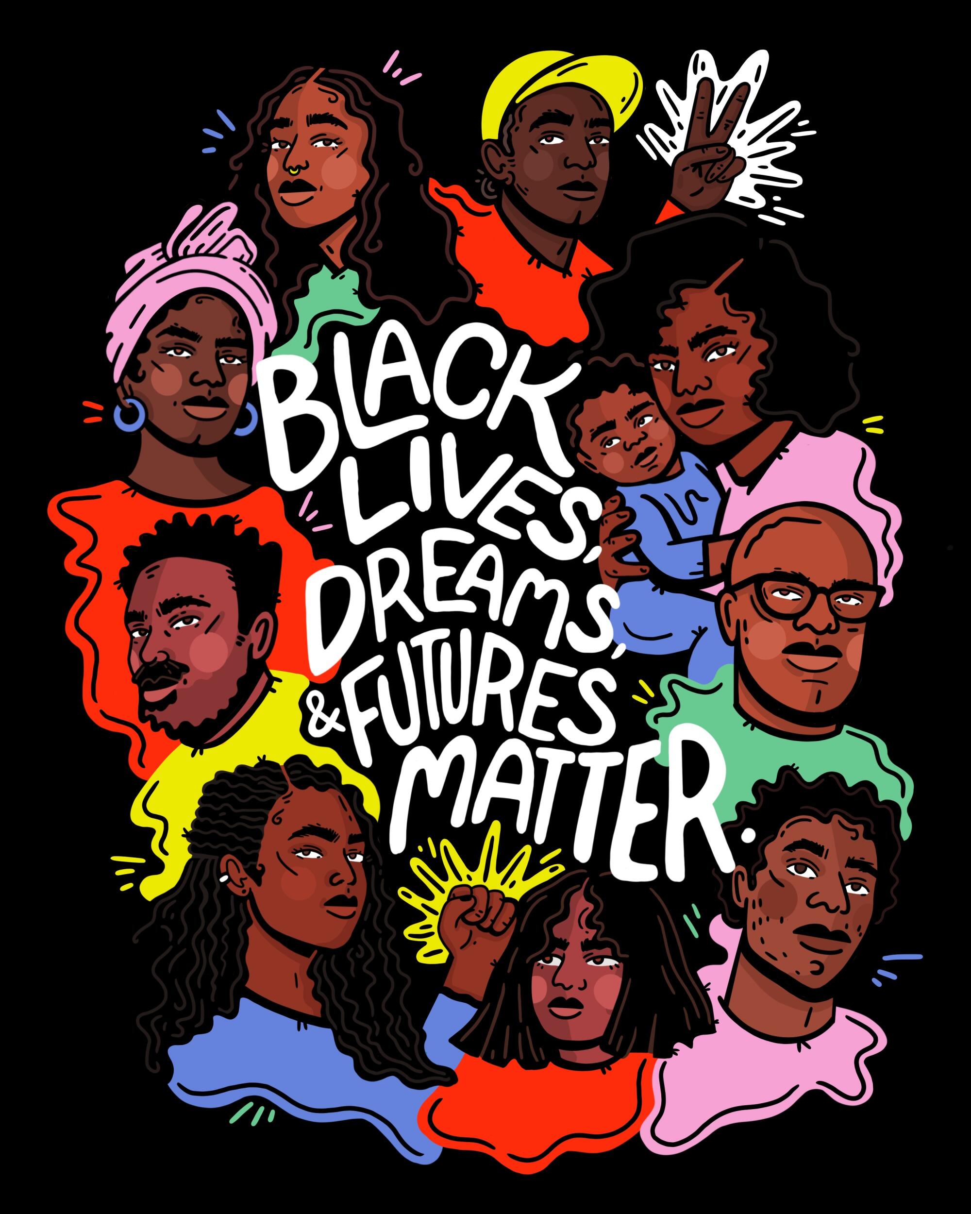 Artist illustration inspired by the Black Lives Matter movement, George Floyd's murder and protests