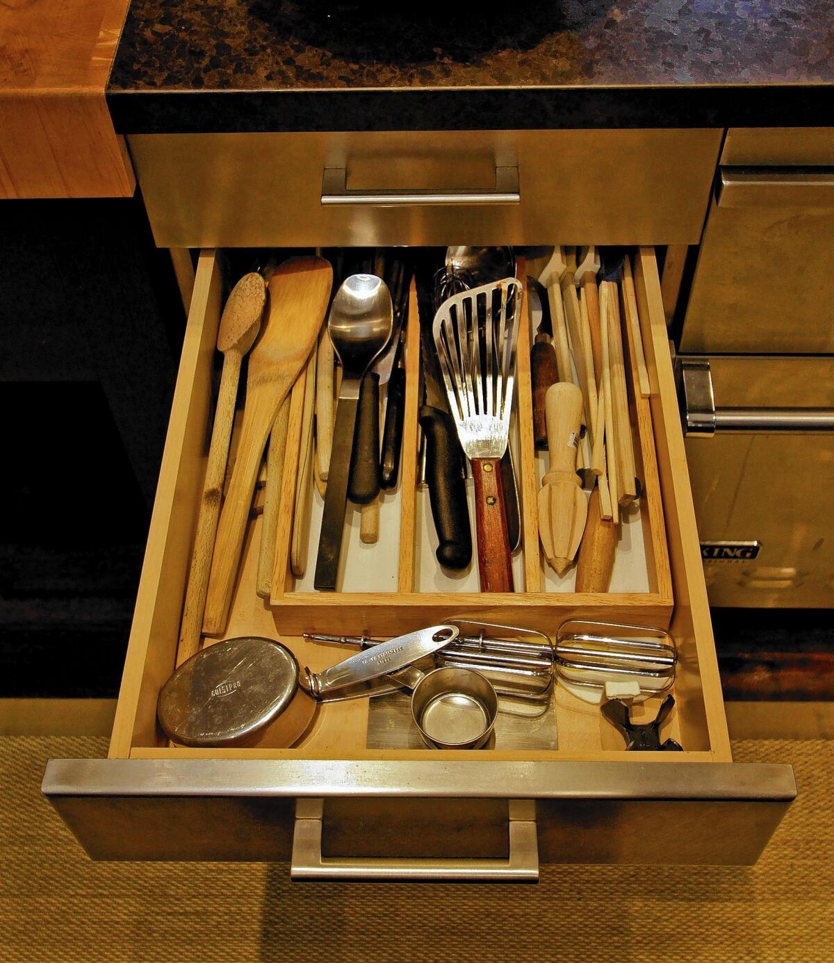 The utensil drawer in chef Joaquim Splichal's home kitchen shows the value of good, basic tools. You don't have to have the latest appliance or gadget.