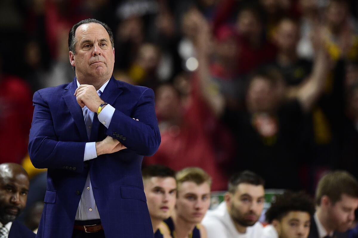 Notre Dame head coach Mike Brey looks on in the second half against Maryland on Dec. 4 in College Park, Md. 