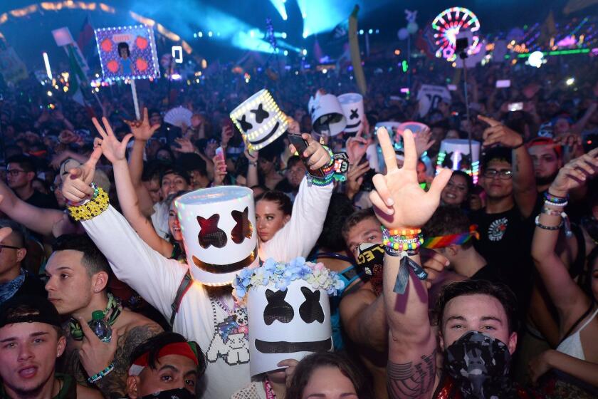 LAS VEGAS, NV - JUNE 18: Fans react to Marshmello performance during the 21st annual Electric Daisy Carnival at Las Vegas Motor Speedway on June 18, 2017 in Las Vegas, Nevada. (Photo by Steven Lawton/Getty Images) ** OUTS - ELSENT, FPG, CM - OUTS * NM, PH, VA if sourced by CT, LA or MoD **