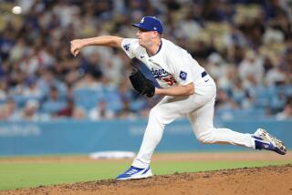 Los Angeles, California August 23, 2024-Dodgers relief pitcher Evan Phillips against the Devil Rays at Dodger Stadium Friday. (Skalij/Los Angeles Times)