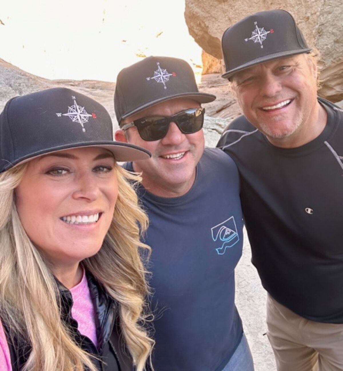 From left, Jenniffer Ulrich, Adam Nungesser and Scott Mattson visit Slot Canyon in Anza Borrego.
