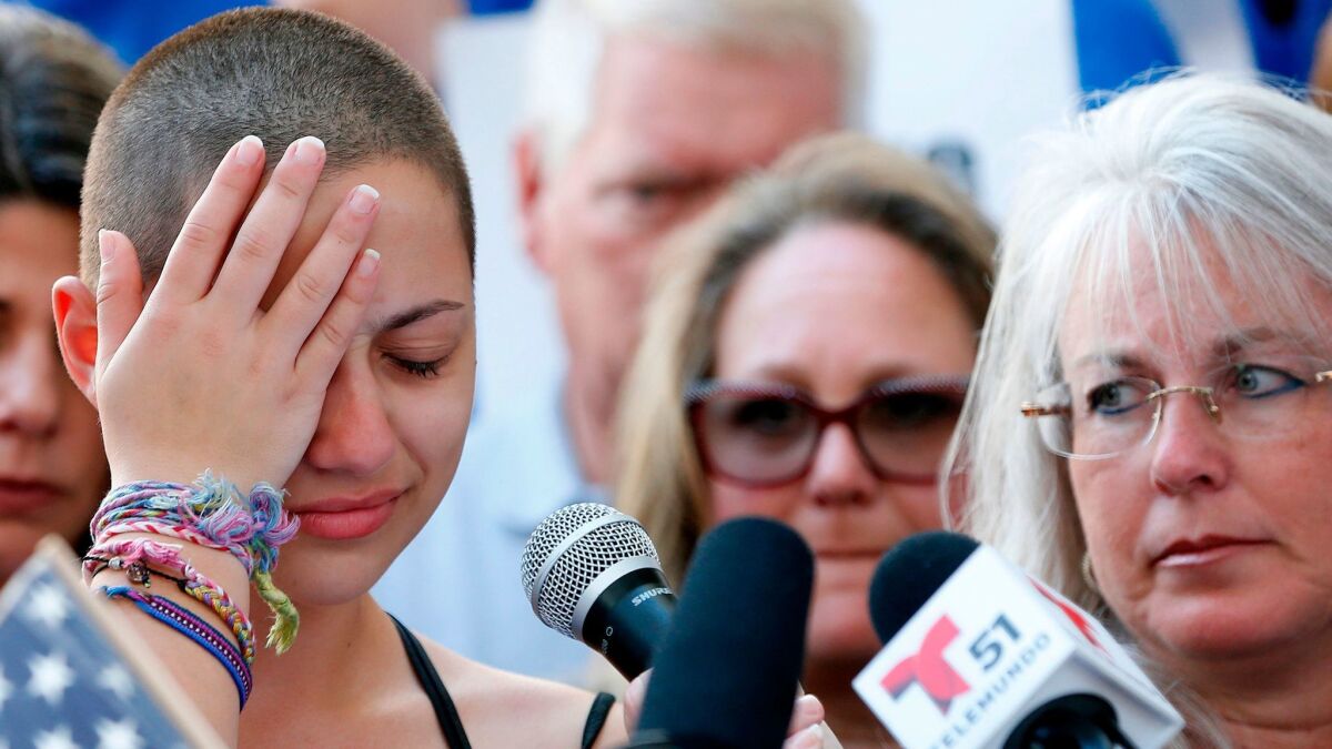Emma Gonzalez addresses a rally about the mass shooting at her high school.
