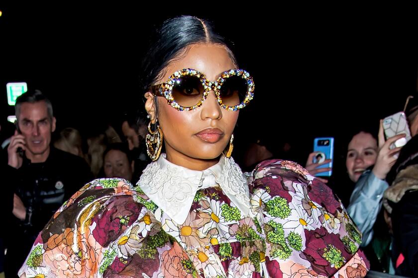Rapper Nicki Minaj is seen leaving the Marc Jacobs Fall 2020 runway show during New York Fashion Week on Feb. 12, 2020.