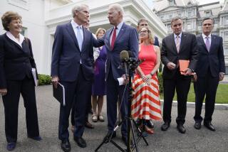 President Joe Biden speaks with Sen. Rob Portman, R-Ohio, and other bipartisan group of senators, Thursday June 24, 2021.