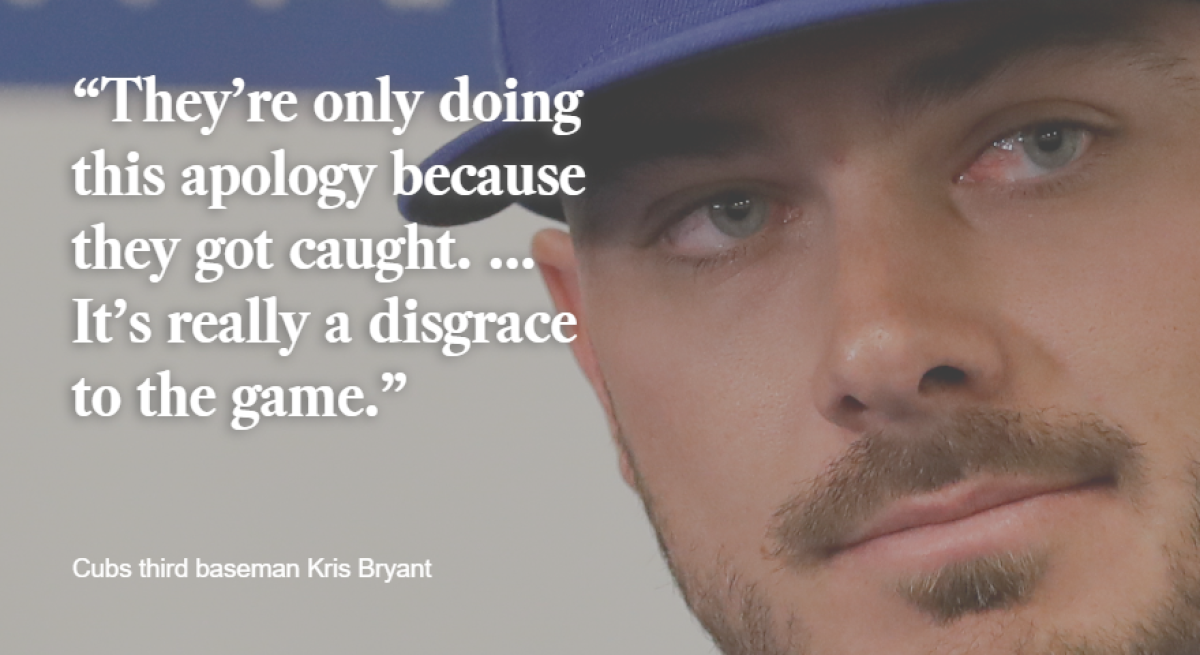 Kris Bryant, "They're only doing this apology because they got caught."