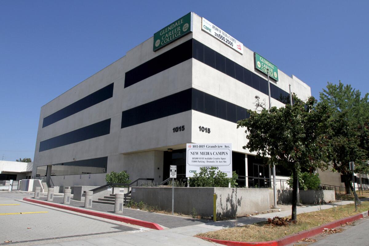 Glendale Career College property at 1015 Grandview sits empty, in Glendale on Friday, July 17, 2015. Glendale Unified School District had been thinking of trading their offices and other buildings for this property. However, negotiations came to a close on Tuesday when school officials announced they could not agree to the terms presented by Chandler Pratt & Partners.