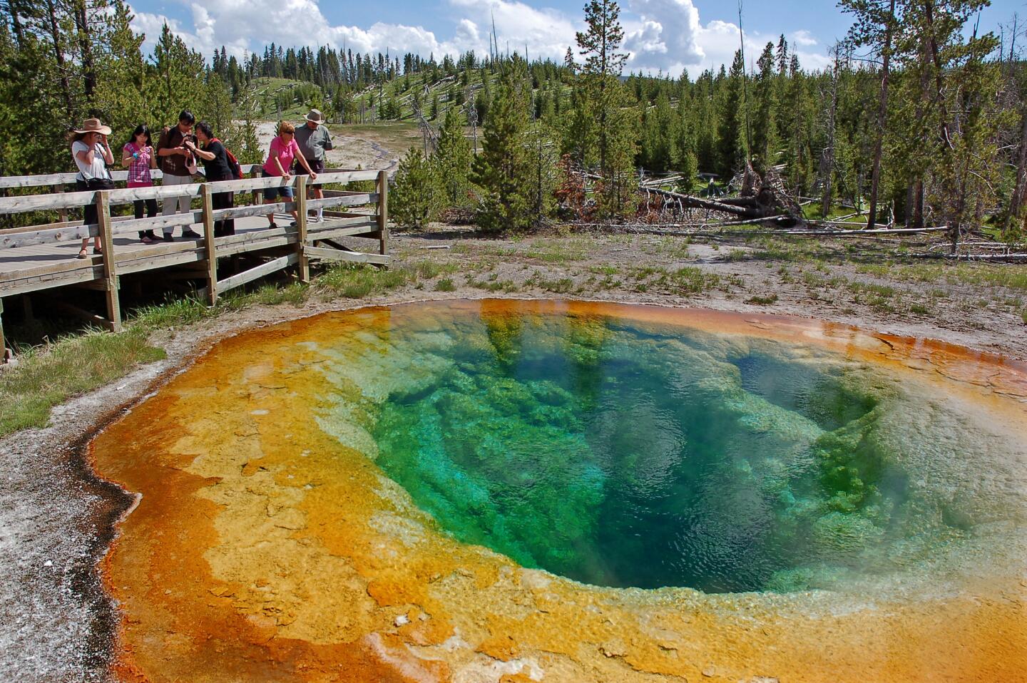 Visitors in 2011: 3,394,326 Established in 1872, Yellowstone is the nation's oldest national park. It's known for its geysers and hot springs. Indeed, Yellowstone contains 60% of the world's geysers, including Old Faithful, its most famous, and the Grand Prismatic Hot Spring, America's largest hot spring. The park also houses a rich collection of historical artifacts in its museum, library and research centers. More info: http://www.nps.gov/yell/index.htm