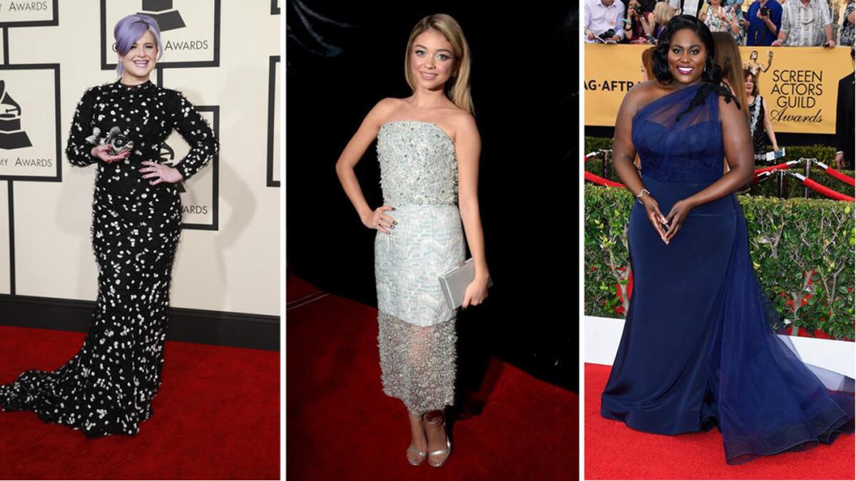 Kelly Osbourne, Sarah Hyland and Danielle Brooks show off dresses by Christian Siriano.