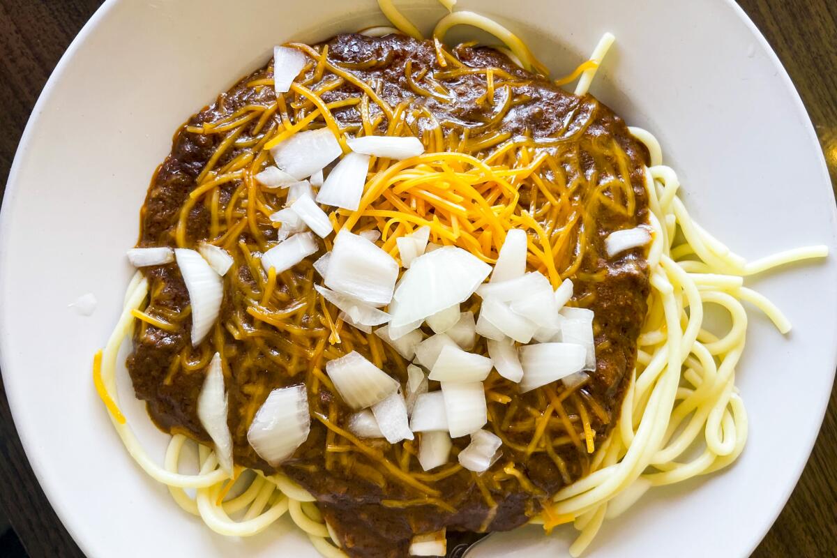 Chili spaghetti from Bob's Big Boy Broiler in Downey.