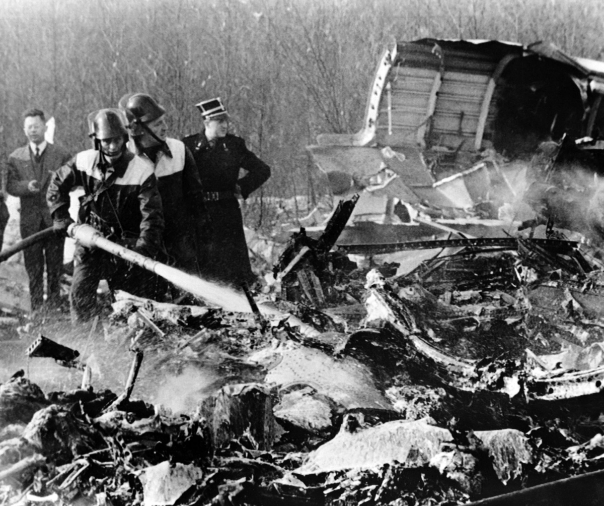 View of the scene of the plane crash of Sabena Flight 548 on Feb. 15, 1961.
