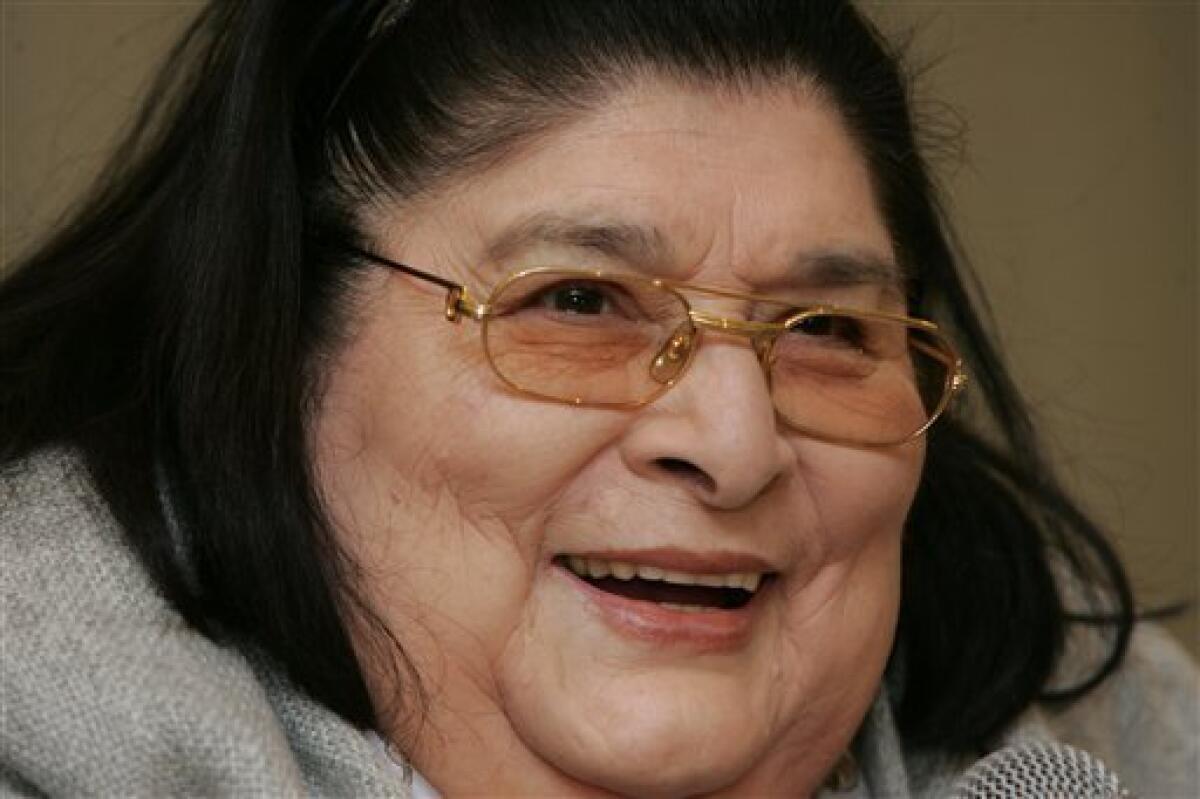 FILE - In this Oct. 23, 2007 file photo, Argentina's famed fold singer Mercedes Sosa gives a press conference in Quito, Ecuador. Trinidad clinic in Buenos Aires, Argentina confirmed on Oct. 1, 2009 that Sosa was hospitalized 12 days ago with liver problems. (AP Photo/Dolores Ochoa, File)